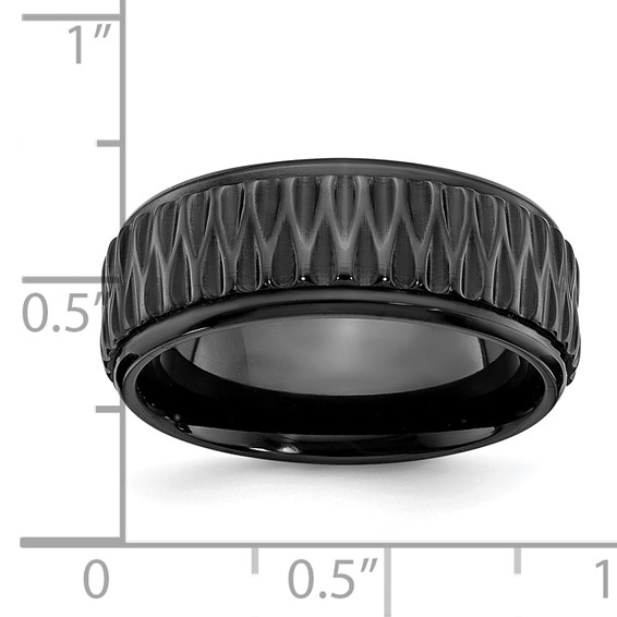 Chisel Black Zirconium Polished 8mm Grooved Band