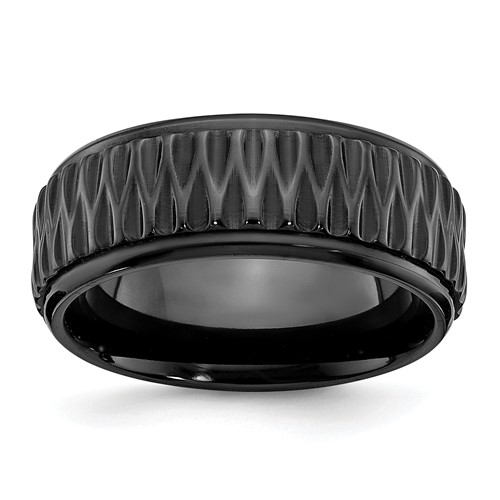 Chisel Black Zirconium Polished 8mm Grooved Band