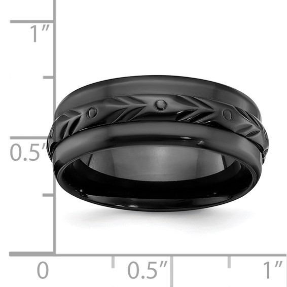 Chisel Black Zirconium Polished 8mm Band