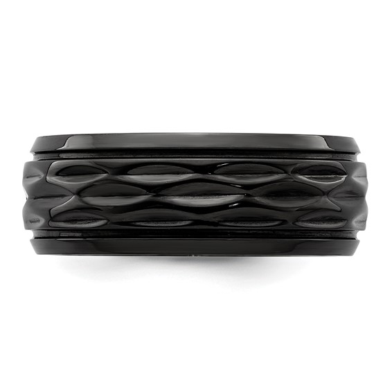 Chisel Black Zirconium Polished and Diamond-cut 8mm Band