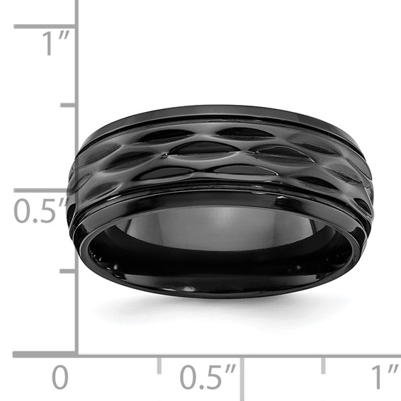 Chisel Black Zirconium Polished and Diamond-cut 8mm Band