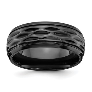 Chisel Black Zirconium Polished and Diamond-cut 8mm Band