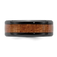Chisel Black Zirconium Polished Band with Sapele Wood Inlay 8mm view 2