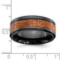 Chisel Black Zirconium Polished Band with Sapele Wood Inlay 8mm view 3