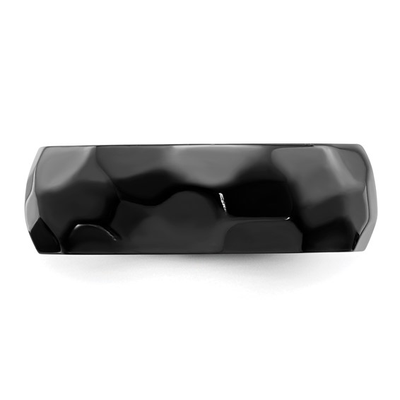 Chisel Black Zirconium Polished and Hammered 7mm Band