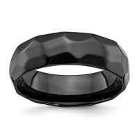 Chisel Black Zirconium Polished and Hammered 7mm Band view 1