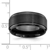 Chisel Black Zirconium Polished Band with Brushed Center 9mm Beveled Edge view 4