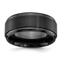 Chisel Black Zirconium Polished Band with Brushed Center 9mm Beveled Edge view 1