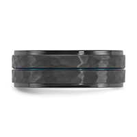 Chisel Black Zirconium Brushed Polished and Hammered Band with Blue IP-plated 8mm view 3