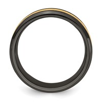 Chisel Black Zirconium Brushed and Polished Band with Yellow IP-plated Center 8mm view 2