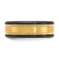 Chisel Black Zirconium Brushed and Polished Band with Yellow IP-plated Center 8mm view 3