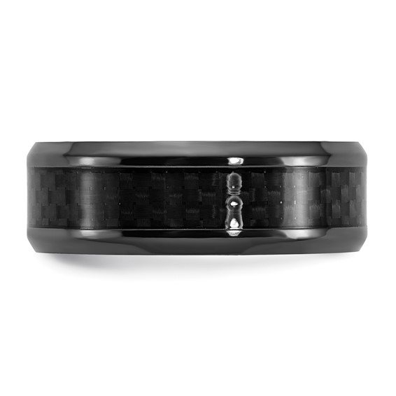 Chisel Black Zirconium Polished with Black Carbon Fiber Inlay 8mm Band