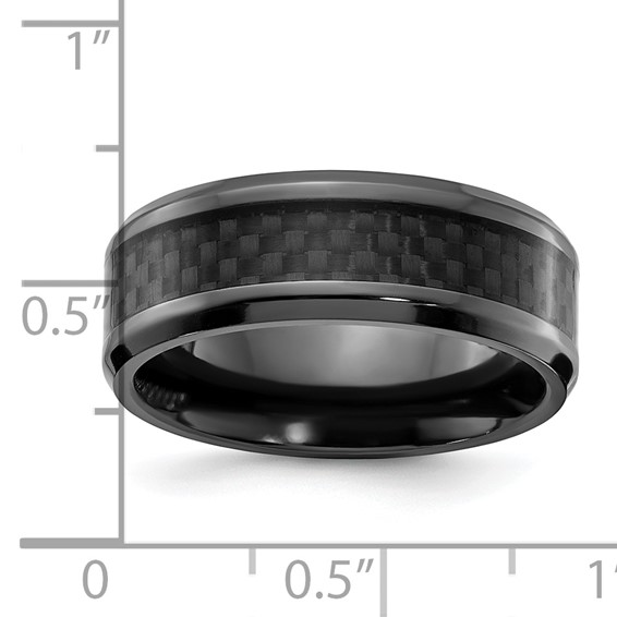 Chisel Black Zirconium Polished with Black Carbon Fiber Inlay 8mm Band