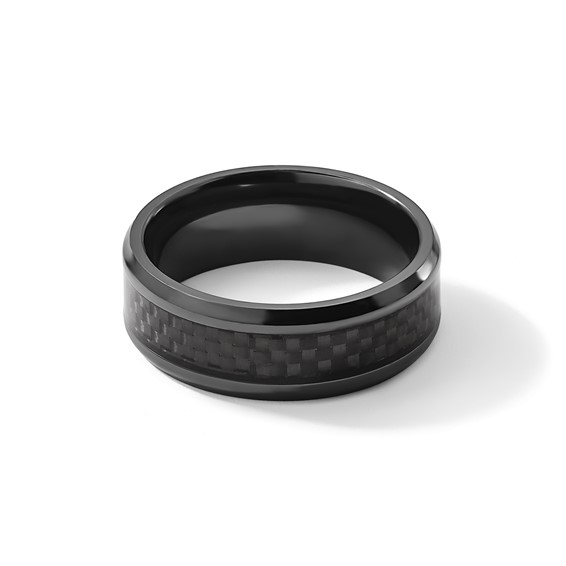 Chisel Black Zirconium Polished with Black Carbon Fiber Inlay 8mm Band
