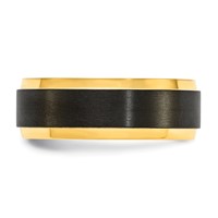 Chisel Black Zirconium Polished Yellow IP-plated Band with Brushed Center 8mm view 3