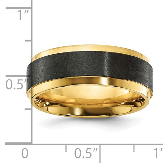Chisel Black Zirconium Polished Yellow IP-plated with Brushed Center 8mm Band
