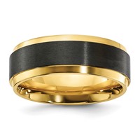 Chisel Black Zirconium Polished Yellow IP-plated Band with Brushed Center 8mm view 1