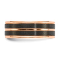 Chisel Black Zirconium Brushed and Polished Rose IP-plated 8mm Band view 3