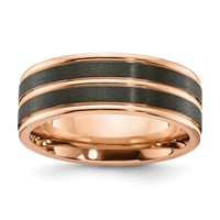 Chisel Black Zirconium Brushed and Polished Rose IP-plated 8mm Band view 1
