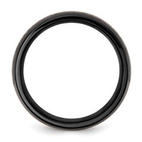 Chisel Black Zirconium Polished Rose IP-plated Band with Antler Inlay 8mm view 2