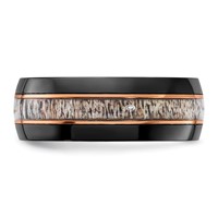 Chisel Black Zirconium Polished Rose IP-plated Band with Antler Inlay 8mm view 3
