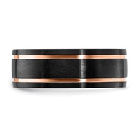 Chisel Black Zirconium Brushed and Polished Rose IP-plated 8mm Band view 3