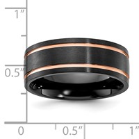 Chisel Black Zirconium Brushed and Polished Rose IP-plated 8mm Band view 4
