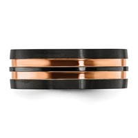 Chisel Black Zirconium Brushed and Polished Rose IP-plated 8.00mm Band view 3