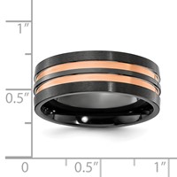 Chisel Black Zirconium Brushed and Polished Rose IP-plated 8.00mm Band view 4