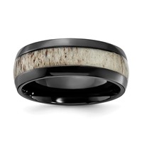 Chisel Black Zirconium Polished Band with White Antler Inlay 8.00mm view 1
