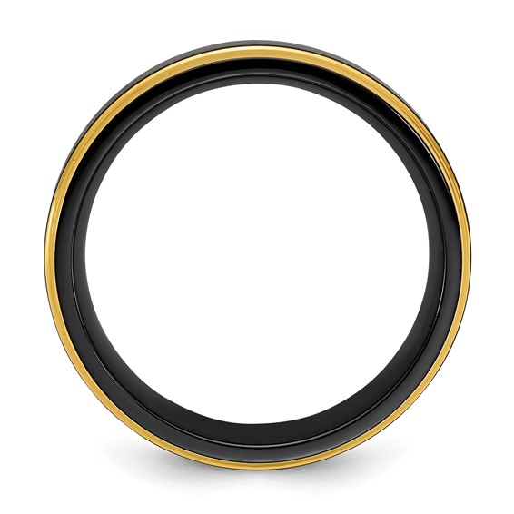 Black Zirconium Polished Yellow IP-plated w/Brushed Black Center 8mm Band