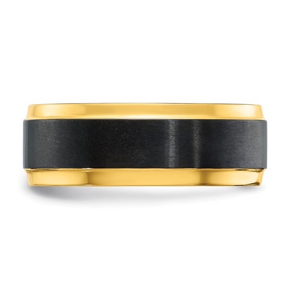 Black Zirconium Polished Yellow IP-plated w/Brushed Black Center 8mm Band