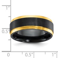 Black Zirconium Polished Yellow IP-plated Band with Brushed Black Center 8mm view 4