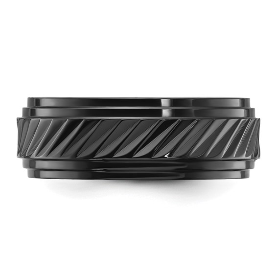 Chisel Black Zirconium Polished Grooved 8mm Band