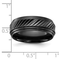 Chisel Black Zirconium Polished Grooved 8mm Band view 4