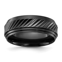 Chisel Black Zirconium Polished Grooved 8mm Band view 1