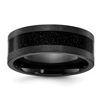 Chisel Black Zirconium Polished Band with Black Star Sandstone Inlay 8mm view 1