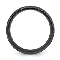 Chisel Black Zirconium Polished Blue IP-plated Band with Textured Edge 8mm view 2