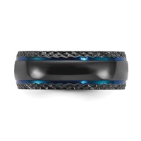 Chisel Black Zirconium Polished Blue IP-plated Band with Textured Edge 8mm view 3