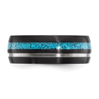 Chisel Black Zirconium Brushed and Polished Band with Imitation Turquoise Inlay 8mm view 3