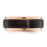 Chisel Black Zirconium Brushed and Polished Rose IP-plated 8mm Band view 3