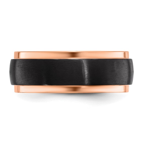 Chisel Black Zirconium Brushed and Polished Rose IP-plated 8mm Band