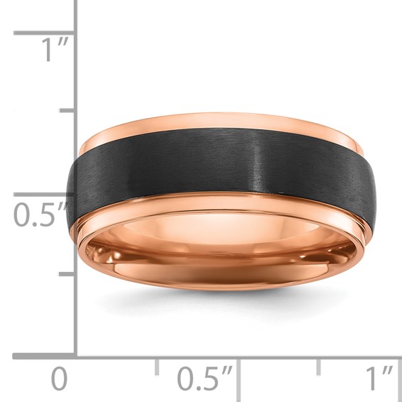 Chisel Black Zirconium Brushed and Polished Rose IP-plated 8mm Band