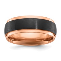 Chisel Black Zirconium Brushed and Polished Rose IP-plated 8mm Band view 1