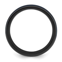Chisel Black Zirconium Polished Band with Blue IP-plated Stripes 8mm view 2