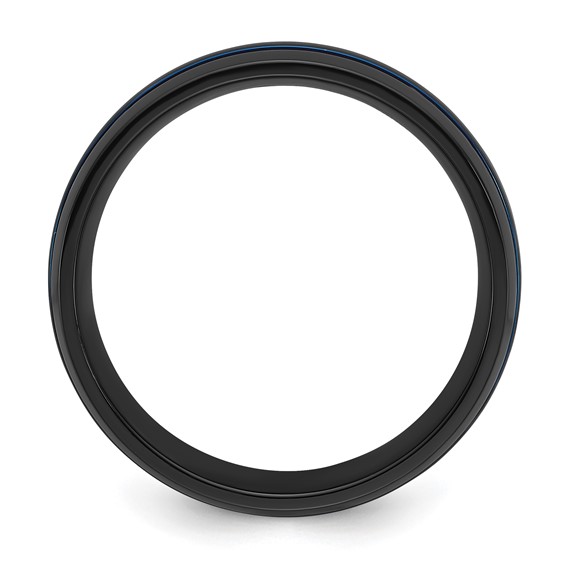 Chisel Black Zirconium Polished with Blue IP-plated Stripes 8mm Band