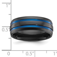 Chisel Black Zirconium Polished Band with Blue IP-plated Stripes 8mm view 4