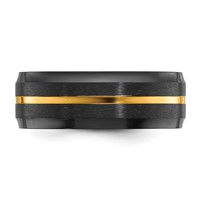 Chisel Black Zirconium Brushed and Polished Yellow IP-plated 8mm Band view 3