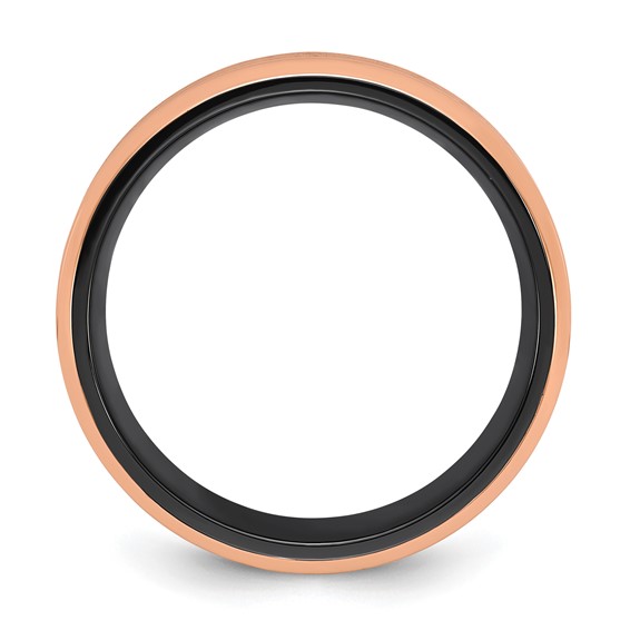 Chisel Black Zirconium Polished Rose IP-plated Edges with Black Carbon Fiber Inlay 8mm Band