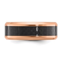 Chisel Black Zirconium Polished Rose IP-plated Edges Band with Black Carbon Fiber Inlay 8mm view 3